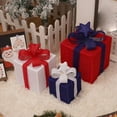 thumbnail image 6 of Set of 3 LED Lighted Christmas Gift Boxes in Red Blue White, Pre-lit LED Light Present Boxes with Bows, Battery Powered Indoor Outdoor Holiday Decor for Tree Yard, 6 of 7