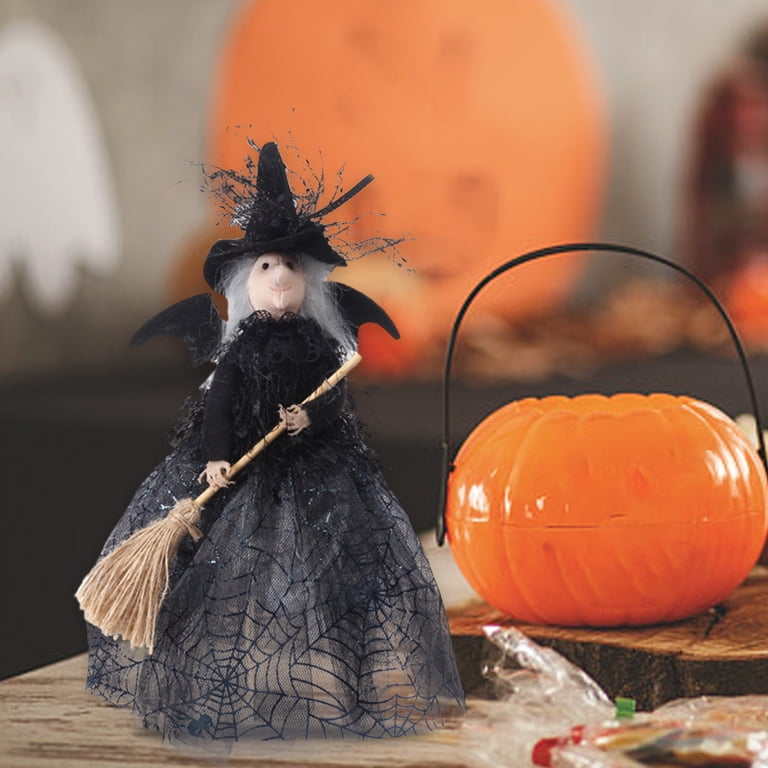 Muñeca Bruja Decorativa Para Halloween - 4 Piezas, Tela De Seda, 12x20 Cm, Con Gancho Para Colgar, Ideal Para Fiestas Y Decoración De Casa Encantada