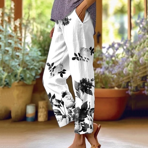 WILLBEST Pantalones Casuales para Mujer, Cómodos, Holgados y Cómodos, con Cintura Alta y Bolsillos para Uso Diario. Mediana