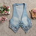 thumbnail image 3 of Hwmodou Sleeveless Denim Jacket Womens Sequined Slim Cropped Jean Jacket Vintage Denim Vest For Women, 3 of 8