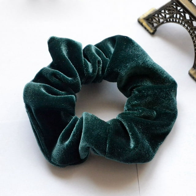 Élastiques en Velours Roses Chouchous Doux Bandeaux Attaches Cheveux Accessoires Cheveux Filles, Femmes (2 Pcs), Trou Vert 2 Pcs
