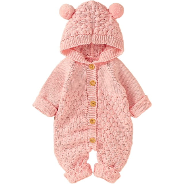 Bebé Niño Niña De Punto Mameluco Trajes Infantil Sudadera Con Capucha Suéter Oso Mono Mono De Una Pieza Ropa De Abrigo