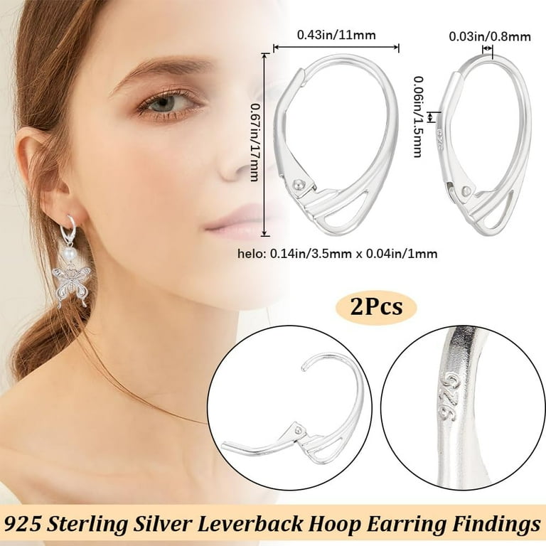 1Box Leverback Earring Hooks 925 Sterling Silver Hoop Earrings