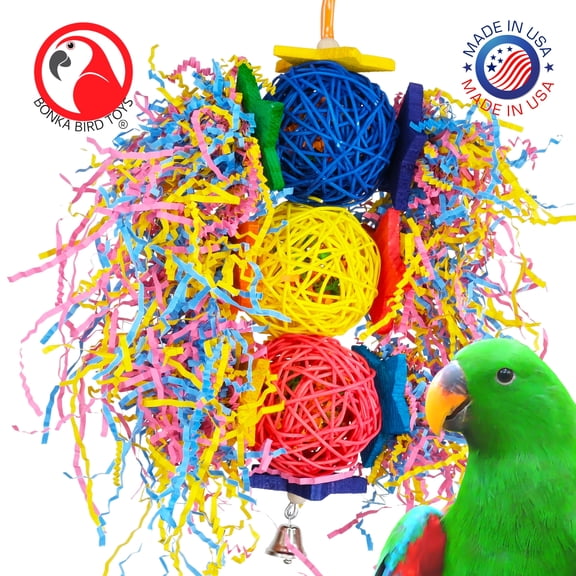 Bonka Bird Toys 1854 Tri Foraging Star Natural Chew Shred Treat Parrot Cage Toy