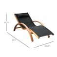 thumbnail image 3 of Outsunny Outdoor Lounge Chair, Patio Tanning Chair with Headrest, Garden Sun Lounger Recliner with Wood Frame, Texteline, Black, 3 of 10
