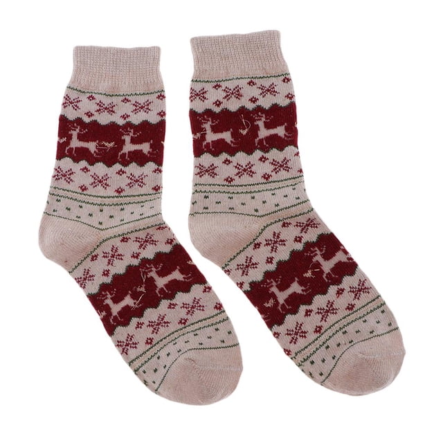 Calcetines tobilleros de mezcla de lana con diseño de alce para invierno, para exteriores, Navidad, color caqui