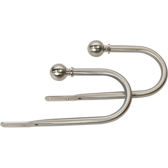 MERIVILLE Set of 2 Decorative Satin Nickel Ball End Window Curtain Holdbacks for Draperies
