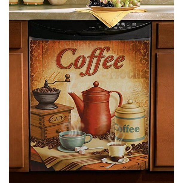 Vintage Coffee Dishwasher Cover by Collections Etc