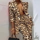 thumbnail image 4 of Conjunto de dos piezas para mujer, estampado suave, manga larga, doble botonadura, escote en V, abrigos de otoño, Tops, pantalones largos de cintura alta, pantalones, traje informal Wmkox8yi bvn1845, 4 of 9