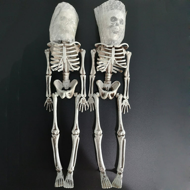 15.7 inch Halloween Skeleton with Movable Joints, Durable Simulation Humans Skeleton Ornament Halloween Party Bar Haunted House Props 3pcs, Adult