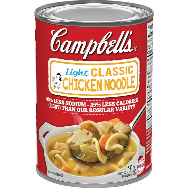 Soupe poulet et nouilles légères de Campbell's Prête à déguster, 540 ml