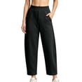thumbnail image 2 of Barrel Sweatpants for Women, High Rise Comfort Waist Wide Leg Ankle Length Pants with Pockets, Womens Fall Outfits | VerBelle,Dark Gray XL, 2 of 9