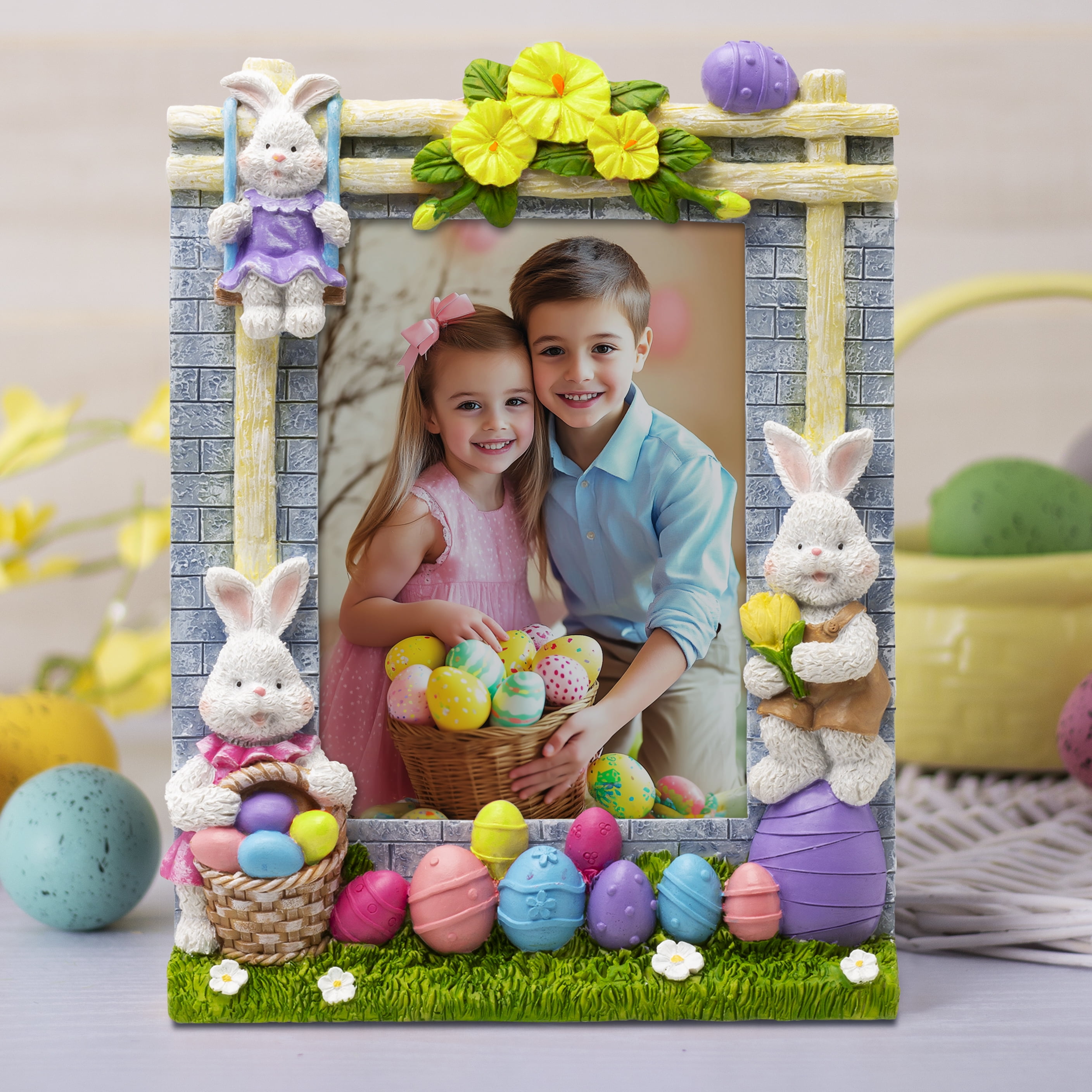 Fine Photo Gifts Easter Eggs & Bunnies 5x7 Resin Picture Frame