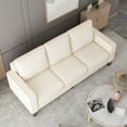 thumbnail image 3 of 75 Inch 3 Seater Sofa with Under Seat Storage Cabinet, Modern Upholstered Accent Sofa Couch with Square Armrest and Thick Cushion Back for Home Office, Easy Assembly, Beige, 3 of 7