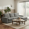 thumbnail image 5 of GarveeHome L-Shaped Modular Sectional Sofa, Deep Seated Cloud Couch, Modern Beige Corduroy Couch with Chaise, Convertible Sofa Lounge, Comfy Sleeper Sofa Bed for Living Room, Office, 5 of 12