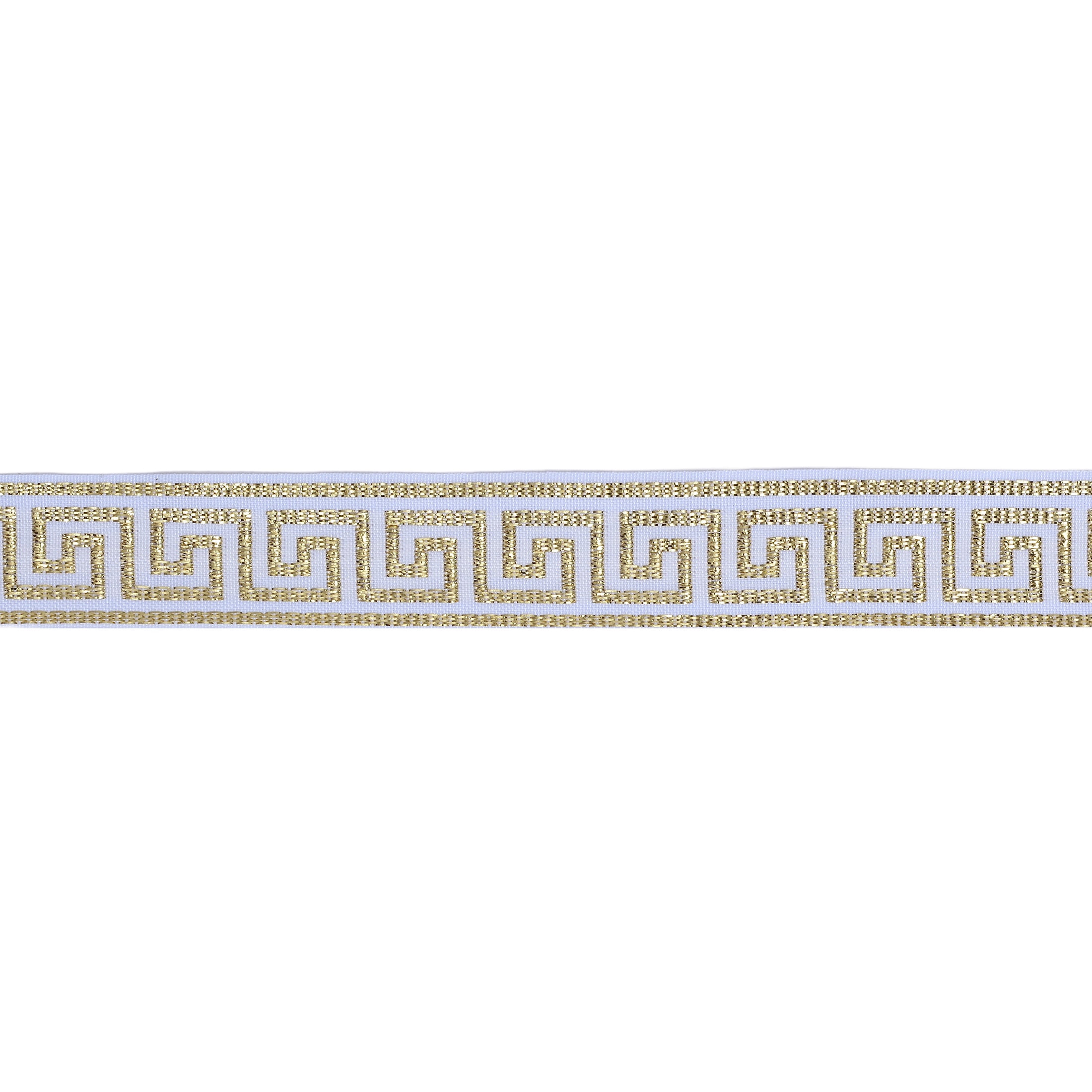 Gwen Studios 7/8" White and Gold Jacquard Ribbon, 3 Yards