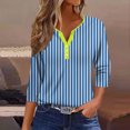 thumbnail image 2 of GYUJNB 3/4 Length Sleeve Womens Tops Button Down Summer Henley Neck T Shirts Plus Size Blouses, 2 of 5