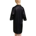 thumbnail image 5 of Women's Satin Sleep Shirt Button Down Sleepwear Lightweight Short Sleeping Dress Collared 3/4 Sleeve Nightshirt Silk Summer Loungewear Lounge Black Medium, 5 of 5