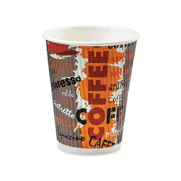 Pack of 500, Coffee 16 Oz Groove Paper Cups Made in USA w/Straight