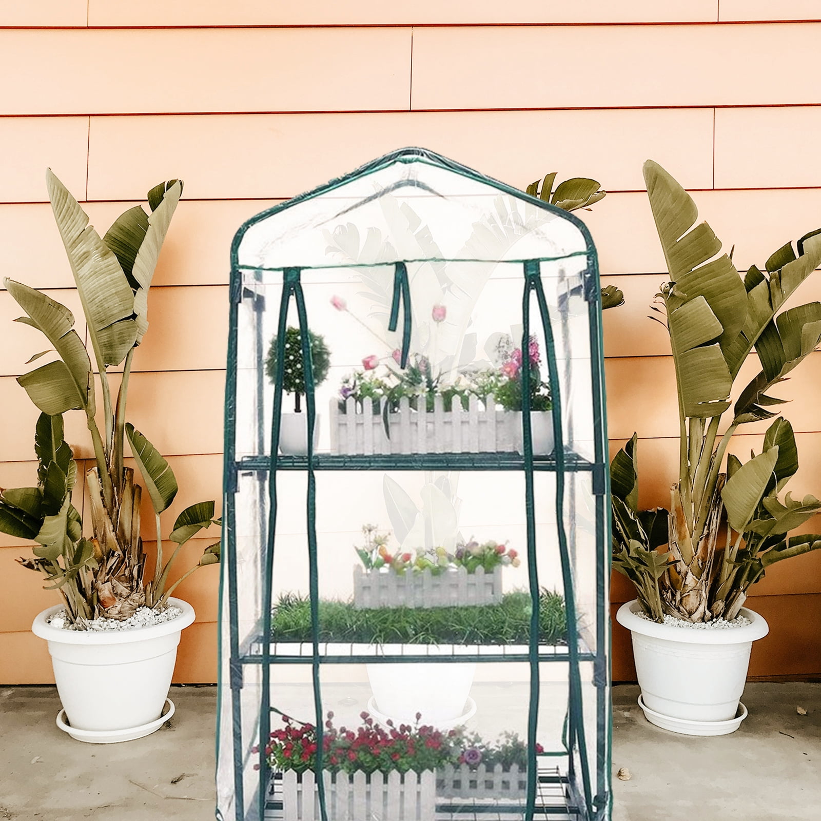 3 -tier Greenhouse Replacement Cover for Raised Garden Bed Small Indoor Plants Mini Safety Mask Clear Tent Outdoor