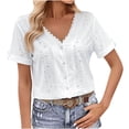 thumbnail image 2 of LOVZFMLL Hauts d'Été pour Femmes T-shirt Portable Double Face Col en V Printemps et Été, 2 of 6