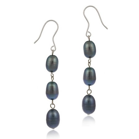 Baroque Freshwater Pearl Earrings - Sterling Silver Baroque Freshwater Cultured Peacock Pearl Dangle Earrings