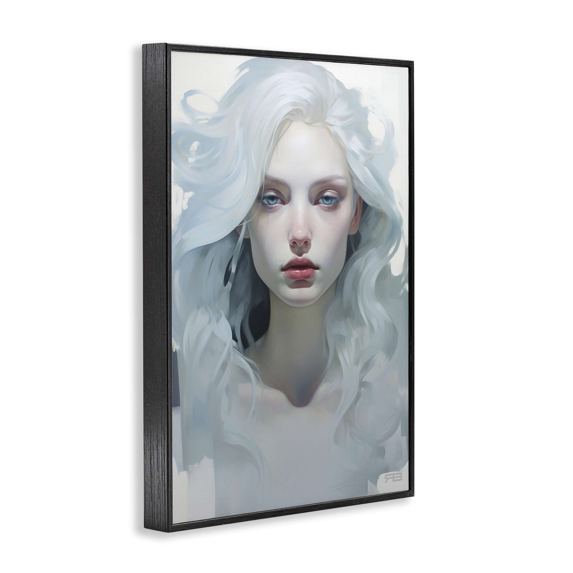 Stupell Industries Flowing Hair Visage Novelty Painting Black Framed Art Print Wall Art, 12 x 18