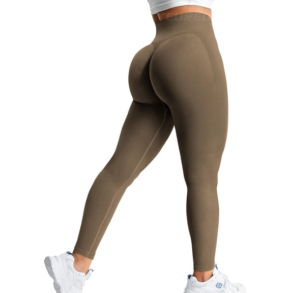Boost Amplify Leggings Seamless Scrunch Butt Lifting Leggings (XXL, Brown)