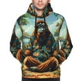 thumbnail image 4 of KLL Forest Meditating Gorilla Print Mens Hoodie Long Sleeve Casual Pullover Hooded Sweatshirt Fashion Drawstring Hoodies with Pocket-4X-Large, 4 of 6