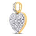 thumbnail image 2 of L U DIAMONDS 10k Yellow Gold Mens Diamond Lovely Heart Charm Pendant 3/4 Ctw, 2 of 3