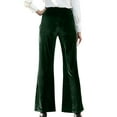 thumbnail image 2 of Gomelly Ladies Pants Wide Leg Palazzo Pant Baggy Bottoms Women Casual Cocktail Trousers Velvet Green L, 2 of 3