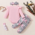 thumbnail image 4 of Gaexia Girls Summer Clothes,Winter Clothes For Girls 24 Months,Baby Girls Ribbed Long Sleeve Bodysuit Ruffle Floral Print Headband Outfit Toddler Photo Set, 4 of 9