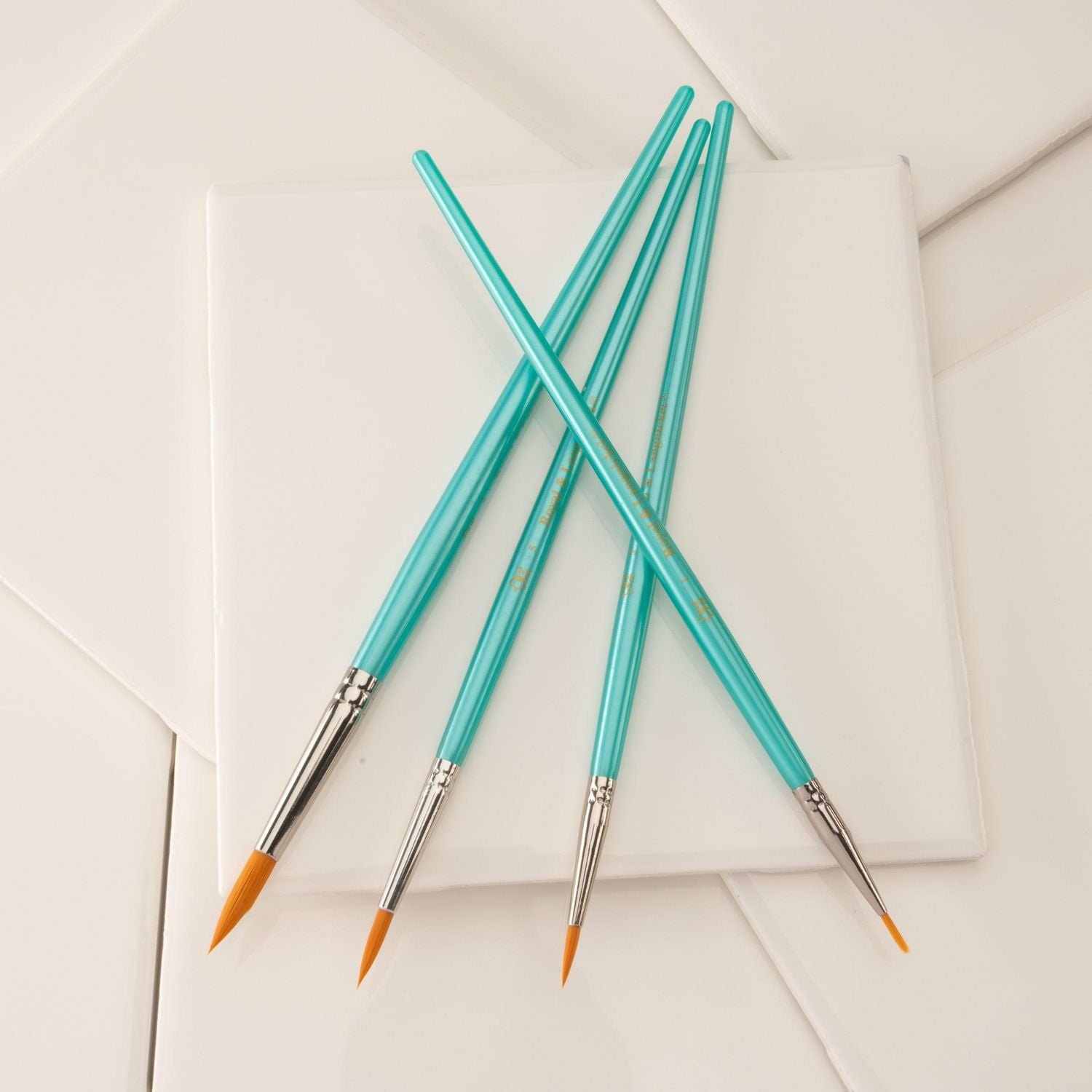 Royal & Langnickel - 4pc Gold Taklon All Media Round Variety Paint Brush Set, 4pc Gold Taklon All Media Brush Set