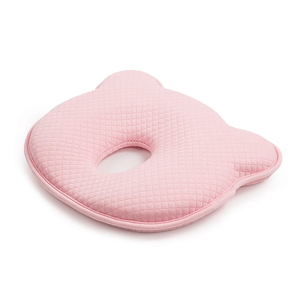 Almohada moldeadora para bebés que previene la cabeza plana, forma de oso, espuma viscoelástica que absorbe la humedad, almohada de lactancia 3D, color rosa