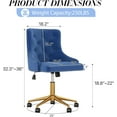 thumbnail image 3 of Velvet Armless Home Office Desk Chair, Swivel Height-Adjustable Small Cute Vanity Chair for Women/Girls, Comfy Makeup Chair with Rivet and Gold Base for Living Room, Bedroom(Blue), 3 of 18