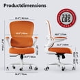 thumbnail image 2 of Silla de oficina ergonómica TRALT de malla ajustable con soporte lumbar, color naranja, 2 of 9