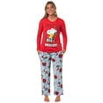thumbnail image 7 of Peanuts Christmas Pajamas Woman's Snoopy Woodstock Merry & Bright Holiday AOP Fleece Pajama Pant 2-Piece Pajama Set, 7 of 7