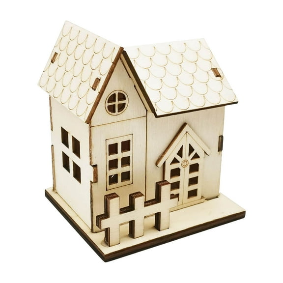Giunmcul up to 45% Off Wooden Crafts Luminous Wooden Small House Lighting Ornaments Home Office Desk Decorations