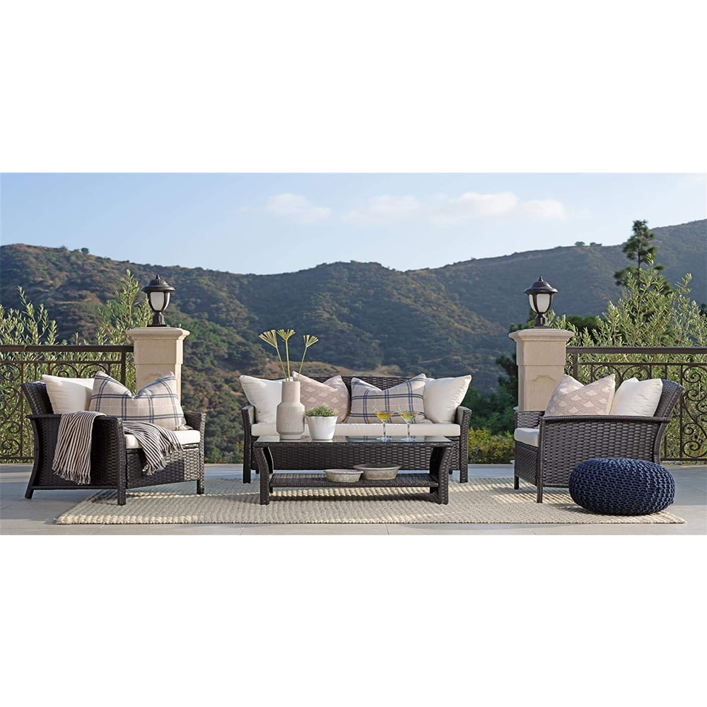 Coaster Home Furnishings Malibu 4 Piece Wicker Outdoor Sofa Set, Brown