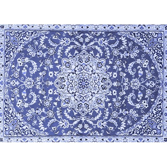 Ahgly Company Indoor Rectangle Medallion Blue Traditional Area Rugs, 2' x 4'