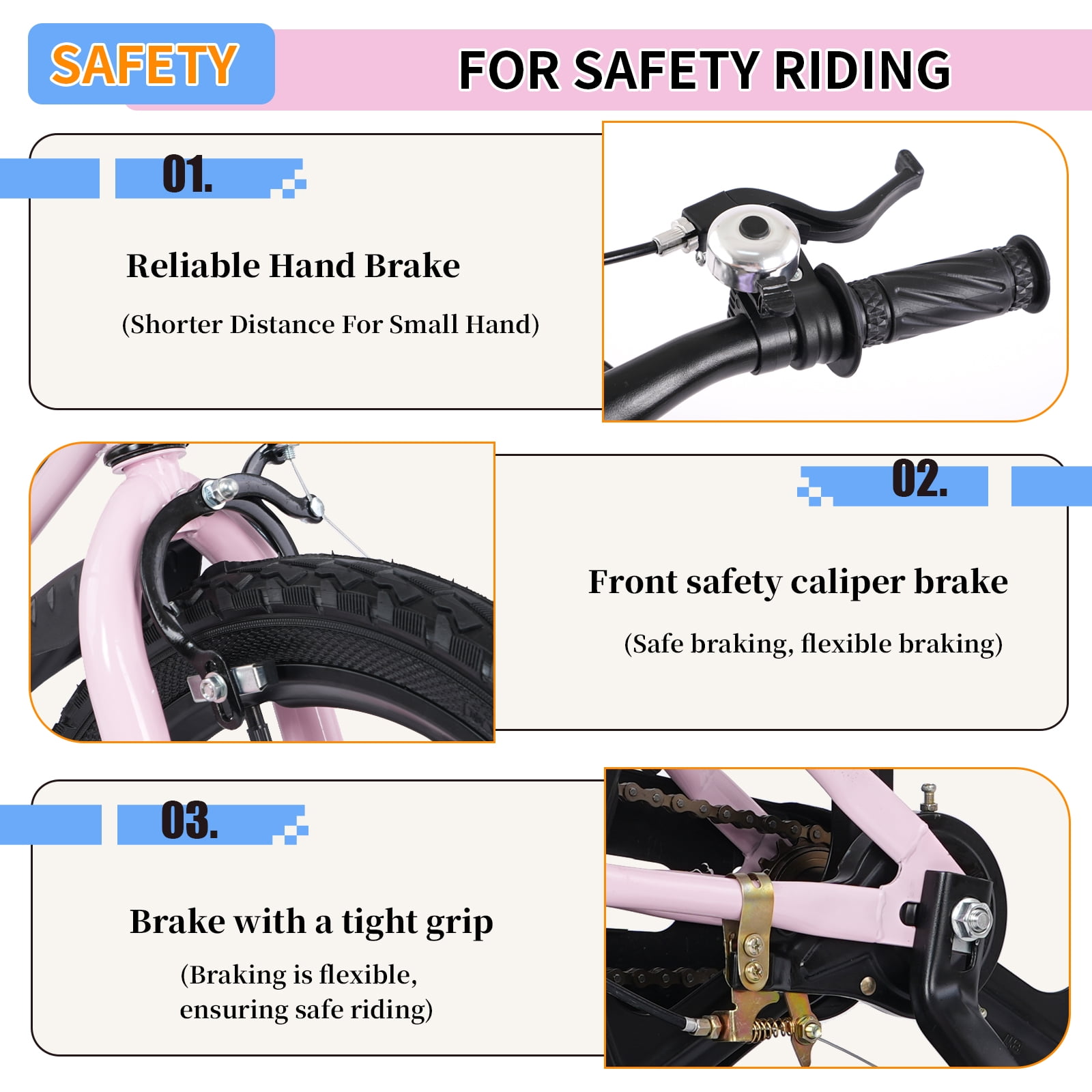 imerelez Bicycle 16 Inch Pink, Beginner Bike with Night Glow Training Wheels & Adjustable Seat, for Ages 4-7, Ideal Birthday Gift