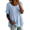 thumbnail image 2 of Kelon Short Sleeve Womens Linen Cotton Tops Vacation Casual Outfits Blouses Dressy Casual Summer Outfits 2026, 2 of 4