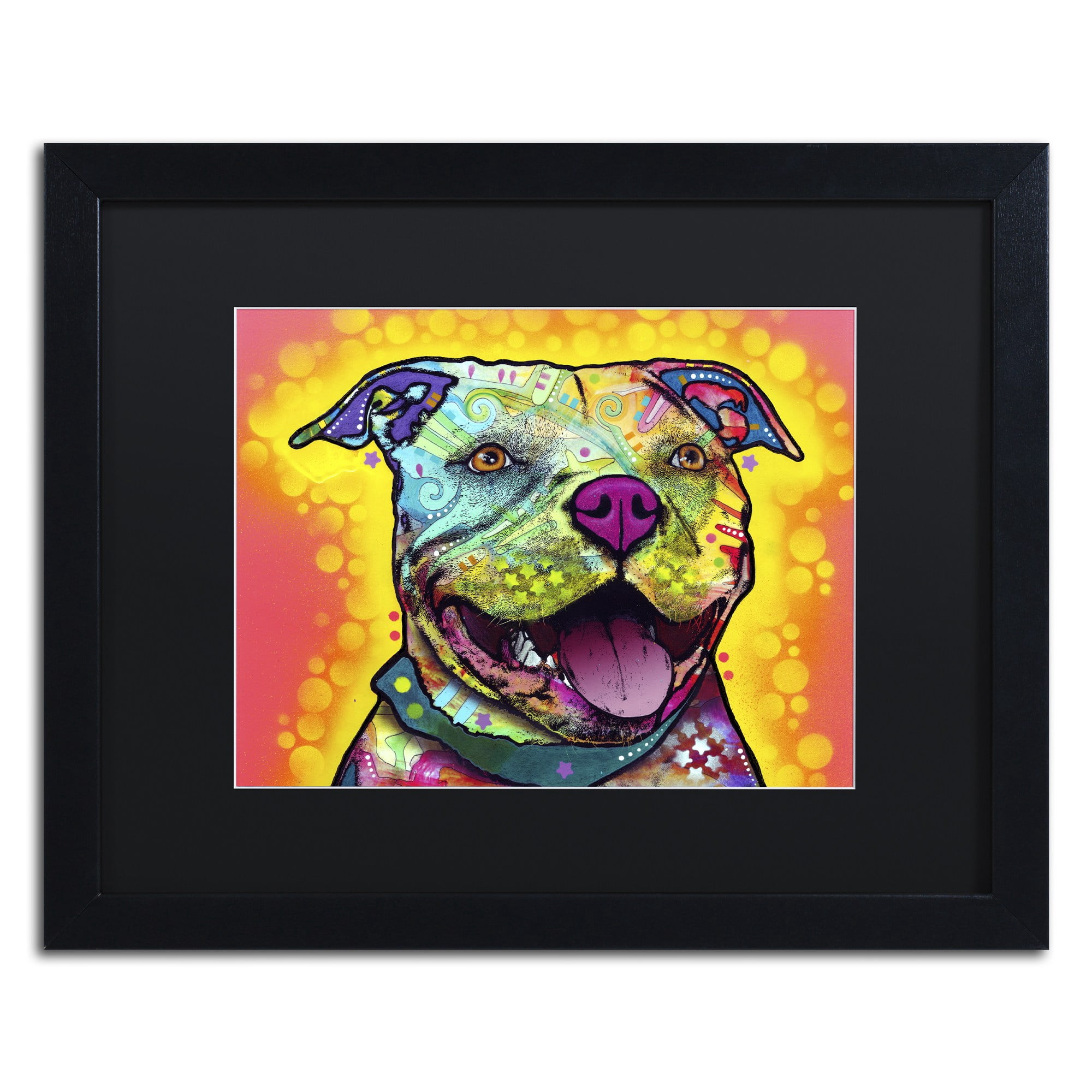 Trademark Fine Art "Dewey Pit Bull" Canvas Art by Dean Russo, Black Matte, Black Frame