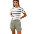 thumbnail image 6 of UDAUDU Women's Linen Shorts High Waist Button Down Casual Shorts Wide Leg Lightweight Beach Summer Shorts with Pockets Light Green S, 6 of 7
