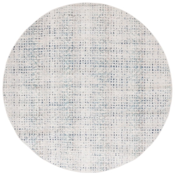 SAFAVIEH Rainbow Yadira Geometric Indoor/Outdoor Area Rug, Blue/Ivory, 6'7" x 6'7" Round