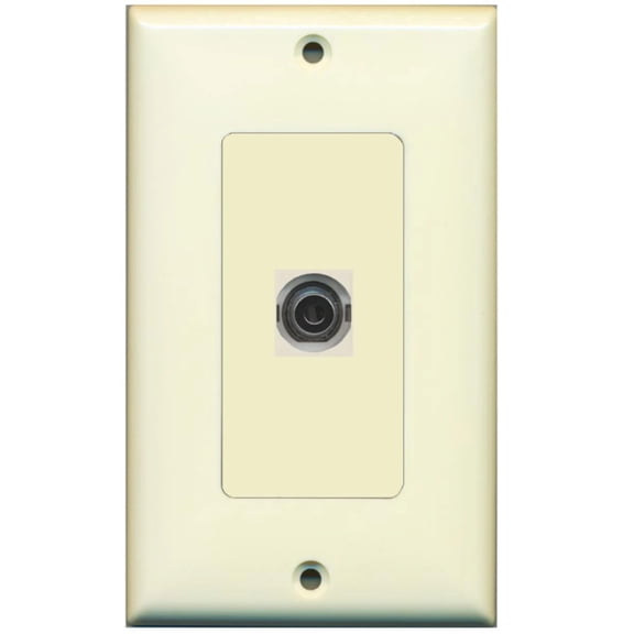 RiteAV - 1 3.5mm Audio-Headphone Jack Port Wall Plate Decorative - Light Almond