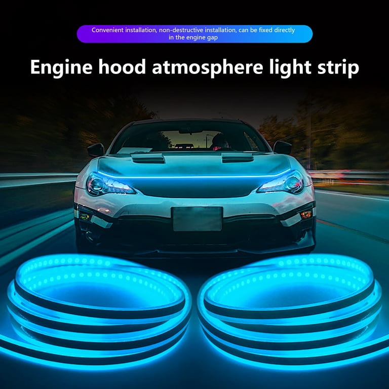 BLALION Led Car Hood Light Strips APP Through-type Auto Front Headlight  Colorful Decorative Lamp 12V Car Daytime Running Lights