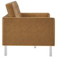 thumbnail image 3 of Tufted Loveseat Sofa Couch, Tan, Vegan Leather, Living Kitchen Cafe Bistro Hospitality Restaurant, Modern Contemporary HB36903, 3 of 9