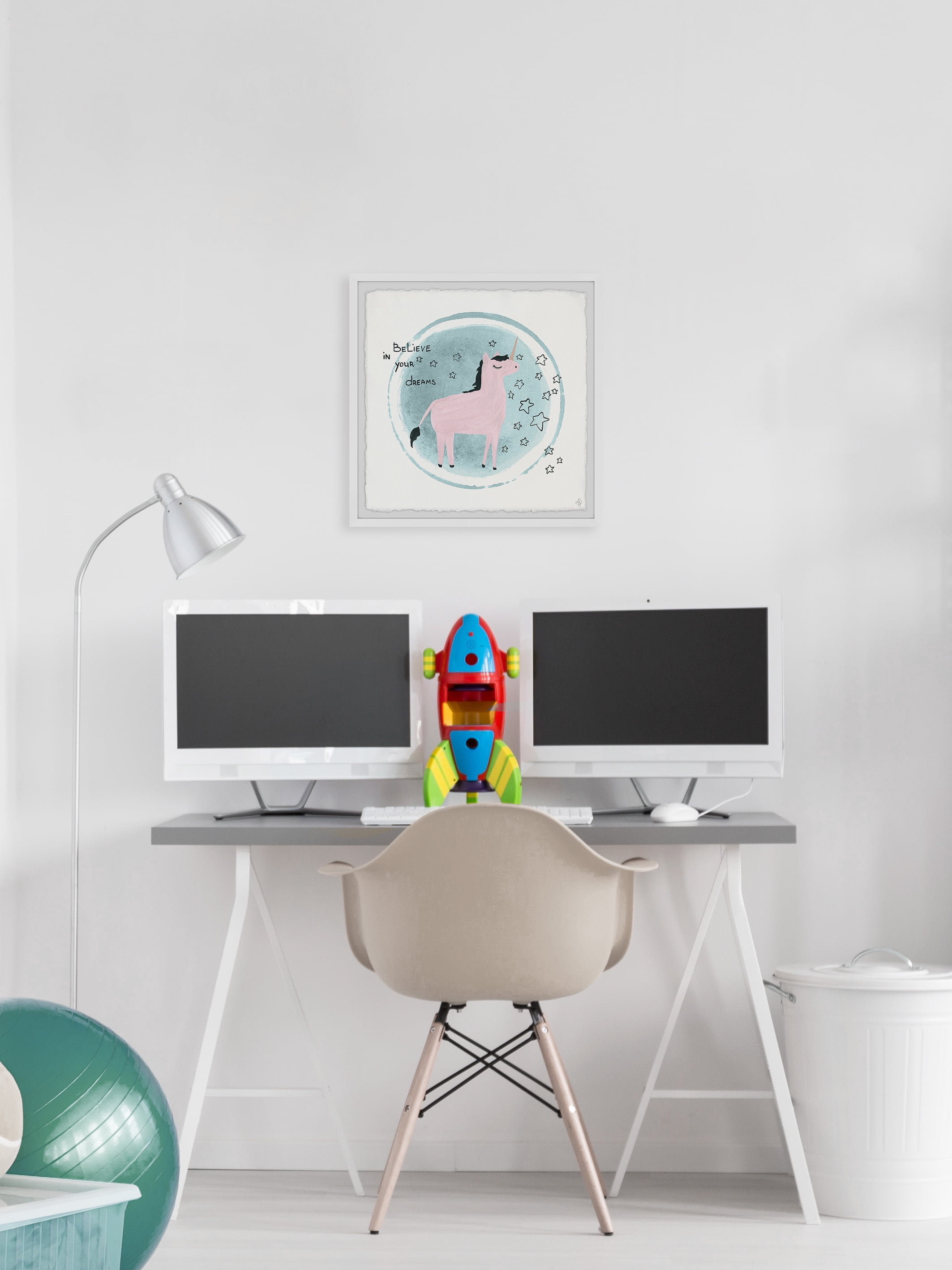 Marmont Hill Unicorn Crystal Ball Framed Wall Art, 24.00" x 1.50"