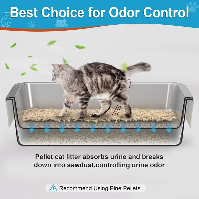 XL Stainless Steel Sifting Litter Box for Big Cats,Metal Sifting